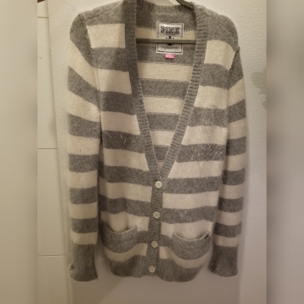 Victoria Secret fuzzy striped cardigan
